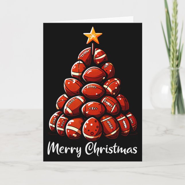 Football Christmas Tree Lights Funny Football Play Card (Front)