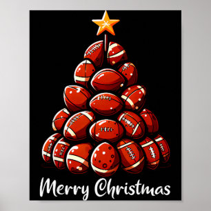 Football Christmas Tree Lights Funny Football Play Poster