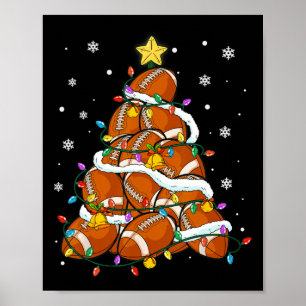 Football Christmas Tree Lights Santa Xmas Sport Me Poster