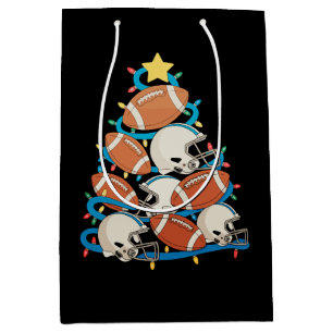 Football Christmas Tree Lights Xmas Holiday Sports Medium Gift Bag