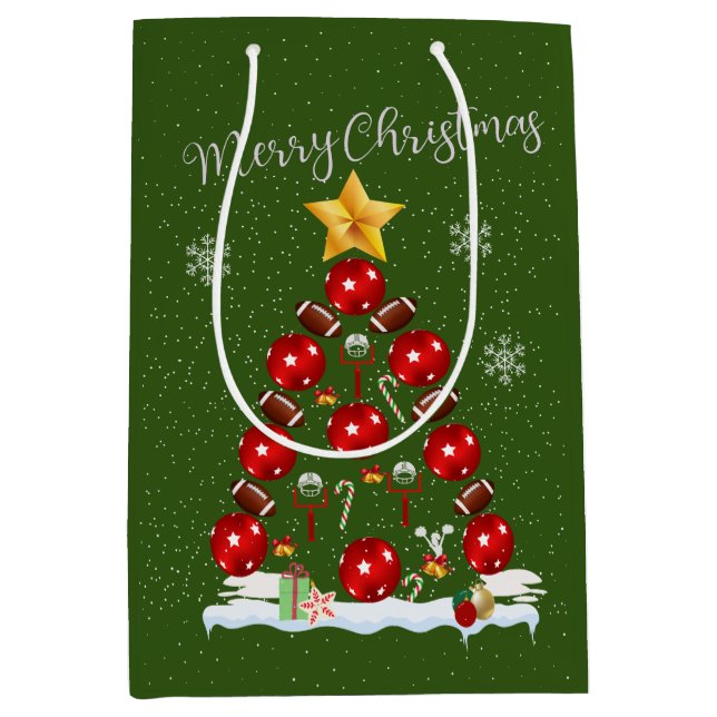 Football Christmas Tree Medium Gift Bag (Front)