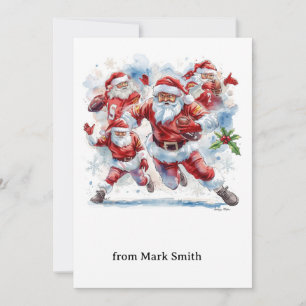 Football Christmas with Santa Claus Holiday Card