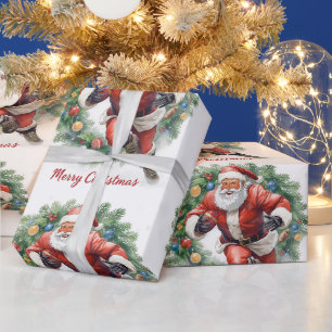 Football Christmas with Santa Claus Wrapping Paper