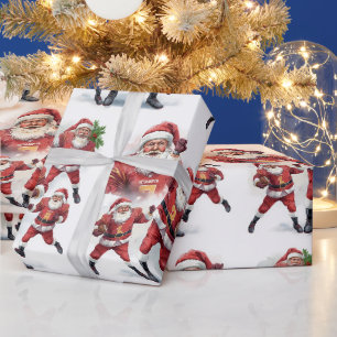 Football Christmas with Santa Claus Wrapping Paper