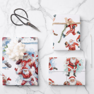Football Christmas with Santa Claus Wrapping Paper Sheet