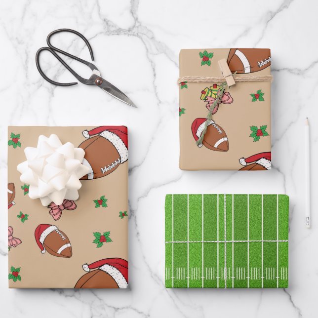 Football Christmas Wrapping Paper Sheets (Front)