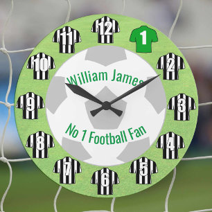 Football Clock - Black and White Shirts
