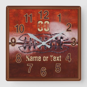 Football Clock, Football Bedroom Ideas Decorating Square Wall Clock