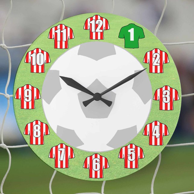 Football Clock - Red & White Striped Shirts (Creator Uploaded)