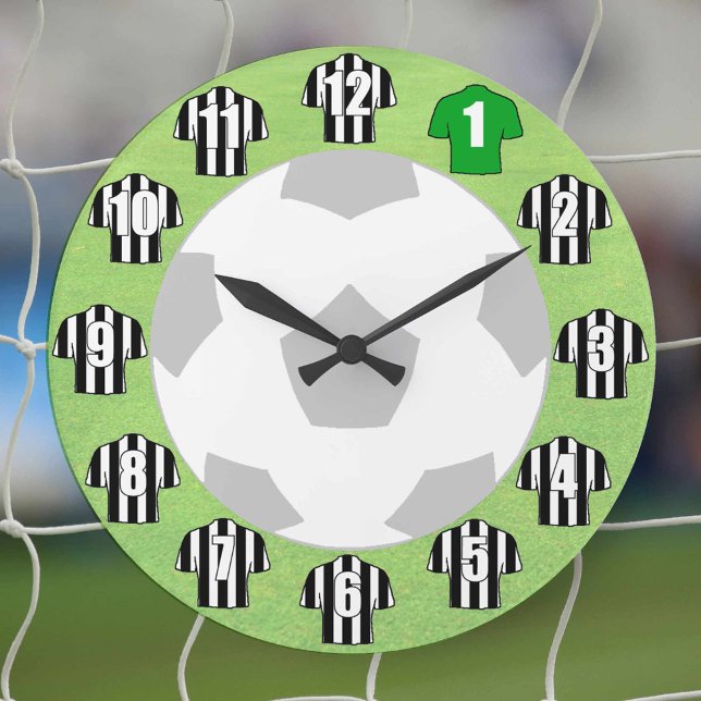 Football Clock - with black & white striped Shirts (Creator Uploaded)