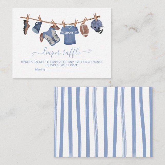Football Clothesline Baby Showe Diaper Raffle card (Front/Back)