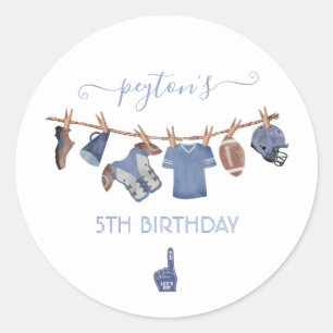 Football Clothesline Birthday Party Classic Round Sticker