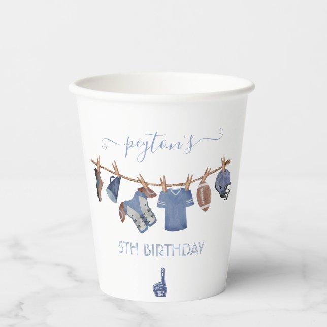 Football Clothesline Birthday Party Paper Cups (Front)