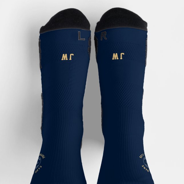 Football Club Name Logo Initials Navy Gold Socks (Top)