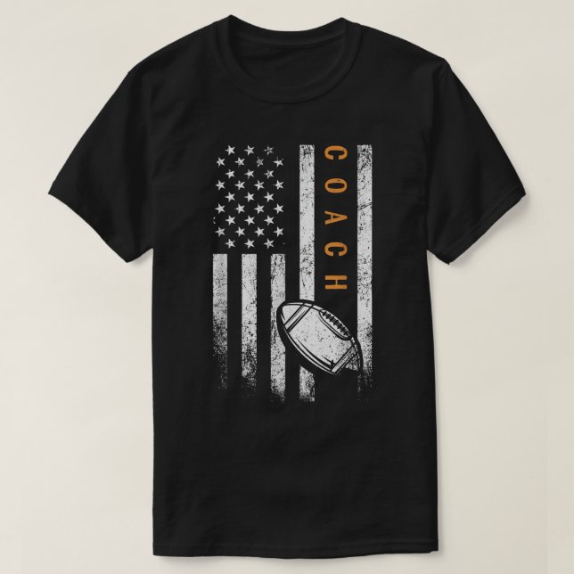 Football Coach American Flag Football Trainer Coac T-Shirt (Design Front)
