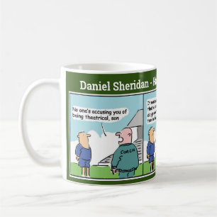 Football Coach and Player Cartoon Strip Coffee Mug