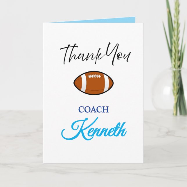 Football Coach Appreciation Card, Thank You Card (Front)