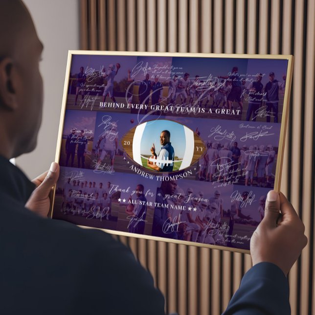 Football Coach Appreciation Collage Team Signature Poster (Football Coach Appreciation Collage Team Signature Poster)