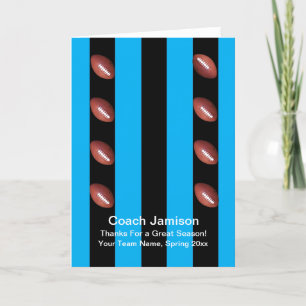 Football Coach, Blue/Black, Blank Inside,  Thank You Card