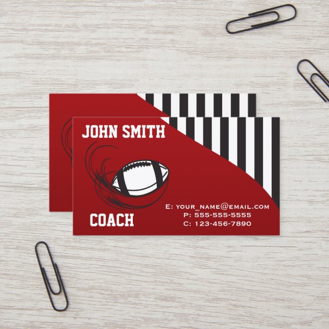 Football Coach Business Card (Front/Back In Situ)