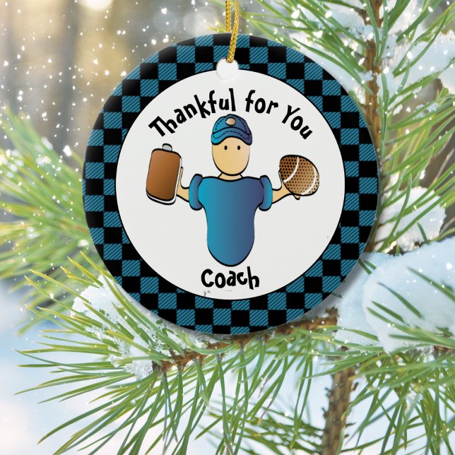 Football Coach Christmas Present with His Name Ceramic Tree Decoration (Creator Uploaded)