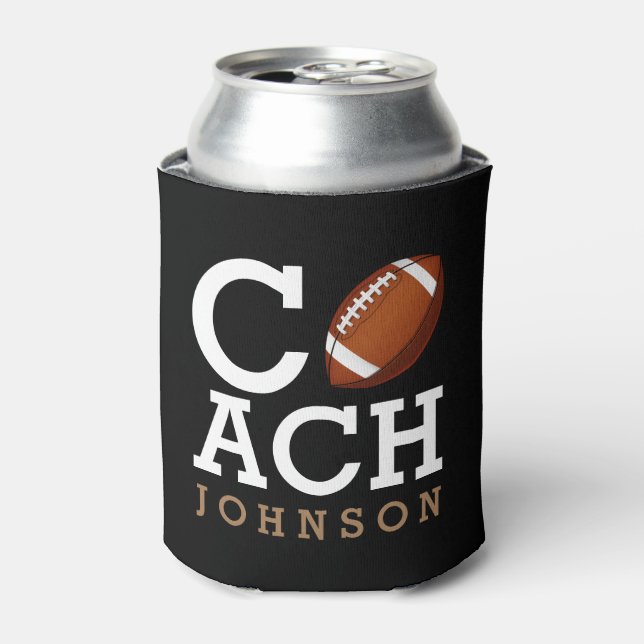 Football Coach Custom Name Can Cooler (Can Front)