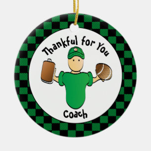 Football Coach Funny Cartoon Thank You Gift   Ceramic Tree Decoration