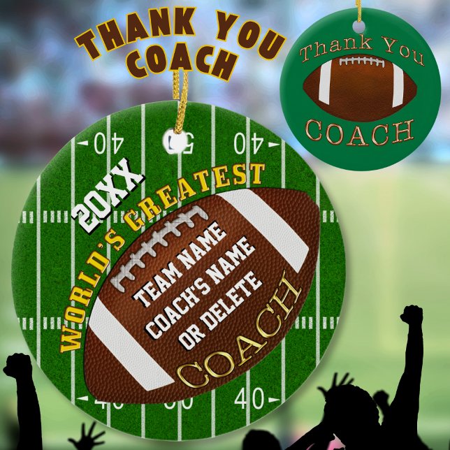 Football Coach Gifts, Custom Football Ornaments (Cheap Football Coach Gifts. Christmas present for football coach. Personalized football coach gifts.)