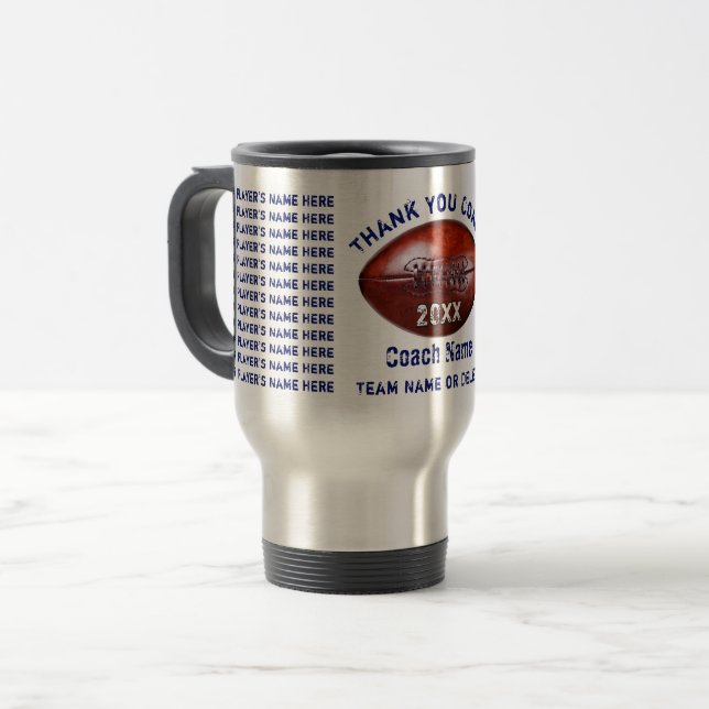 Football Coach Gifts with Up to 24 Player's Names Travel Mug (Front Left)