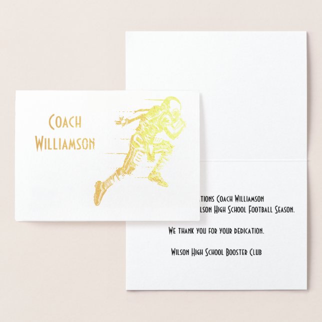 Football Coach or Sponsor Thank You Banquet Card (Display)