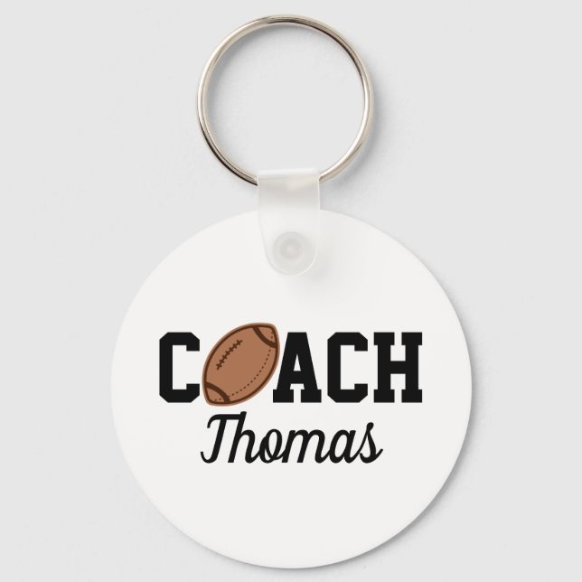 Football Coach Player Ball Design Typography Name  Key Ring (Front)