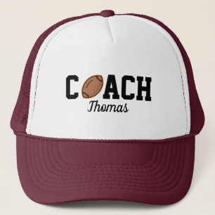 Football Coach Player Ball Design Typography Name Trucker Hat