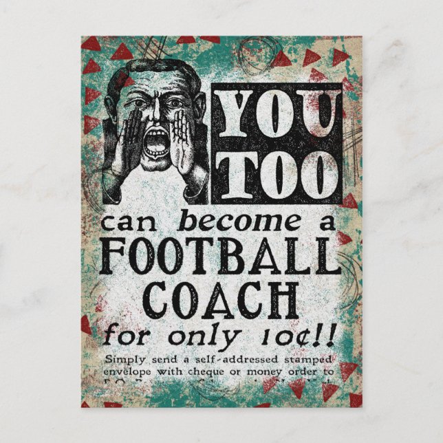 Football Coach Postcard - Funny Vintage Retro (Front)