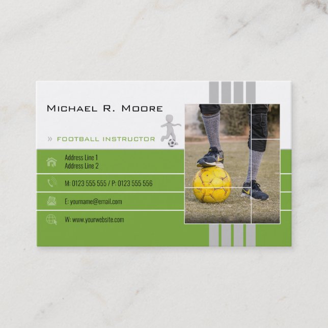 Football Coach | Sports Gifts Green Business Card (Front)