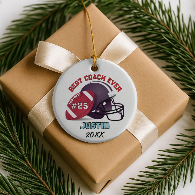 football coach sports team custom text ceramic tree decoration (Creator Uploaded)