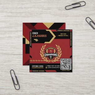 Football Coach Square Business Card