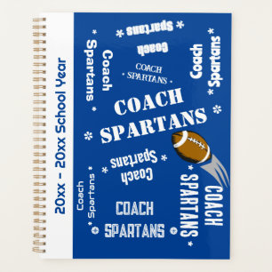 Football Coach Team Personalised Blue and White Planner