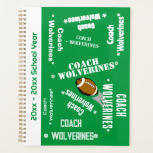 Football Coach Team Personalised Green and White Planner