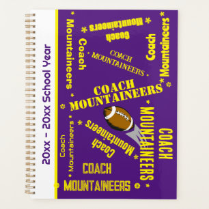 Football Coach Team Personalised Purple & Yellow Planner