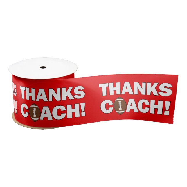 Football Coaches THANKS COACH Sports Gift Wrapping Satin Ribbon (Spool)