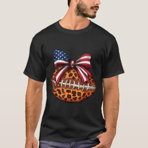 Football Coquette Bow Aamerican Flag Patriotic 4th T-Shirt