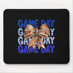 Football Coquette Bow Blue Bulldogs Game Day Women Mouse Mat