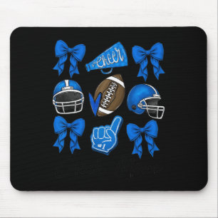 Football Coquette Bow Cheer Mum Blue Mouse Mat