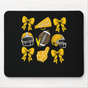 Football Coquette Bow Cheer Mum Yellow Mouse Mat