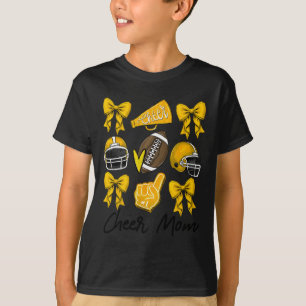 Football Coquette Bow Cheer Mum Yellow T-Shirt