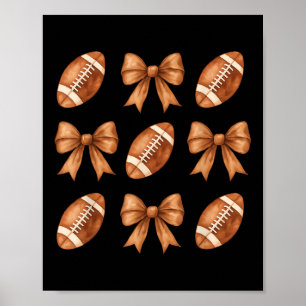 Football Coquette Bow Cute Sports Game Day Poster