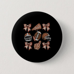 Football Coquette Bow Football Mum Game Day Women 6 Cm Round Badge