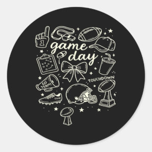 Football Coquette Bow Football Mum Game Day Women Classic Round Sticker