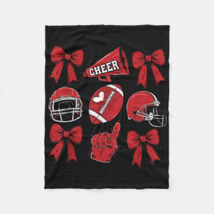 Football Coquette Bow Football Mum Game Day Women Fleece Blanket