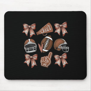 Football Coquette Bow Football Mum Game Day Women Mouse Mat
